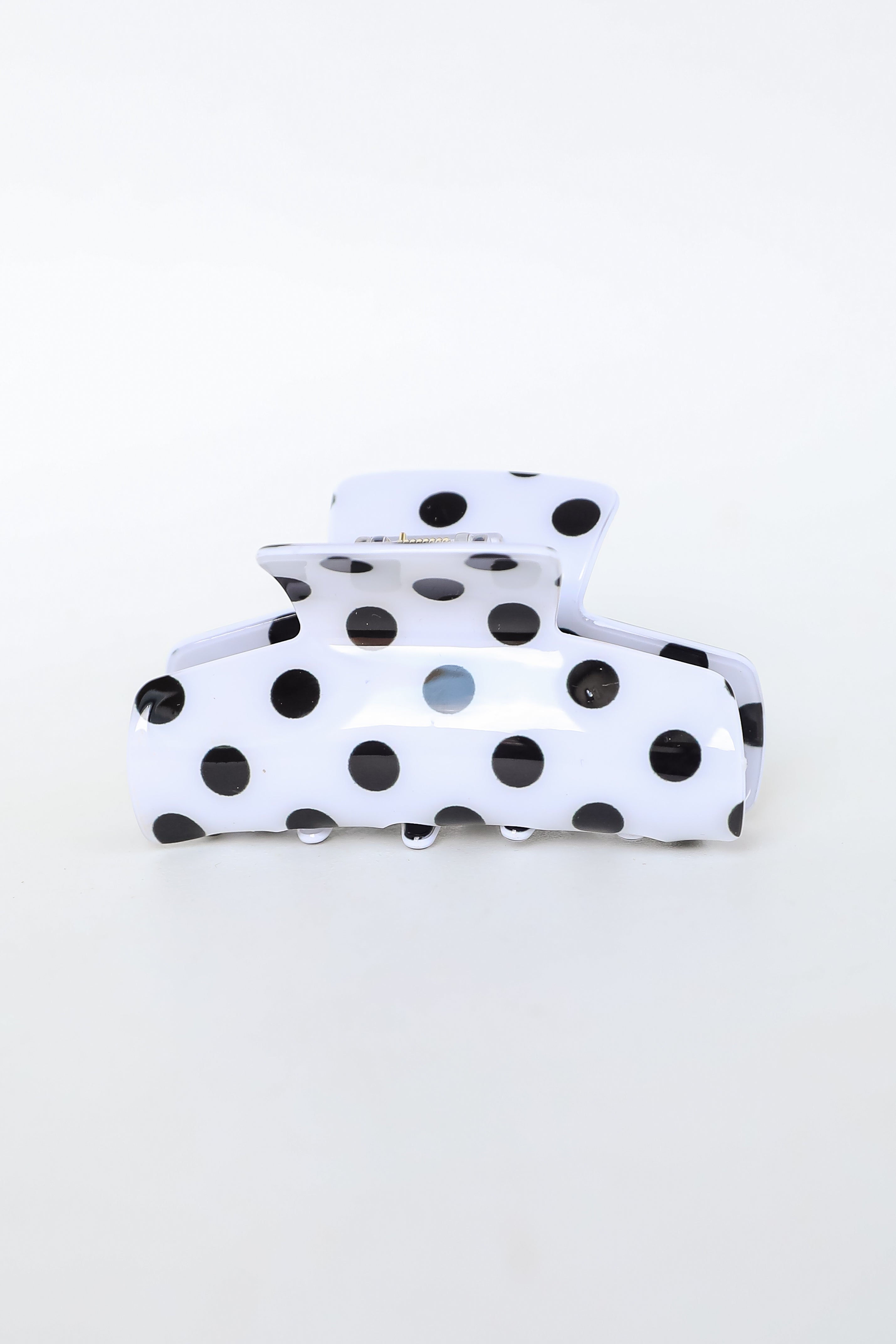 Sincerely Cute White Acrylic Polka Dot Claw Hair Clip