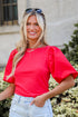 red Puff Sleeve Top