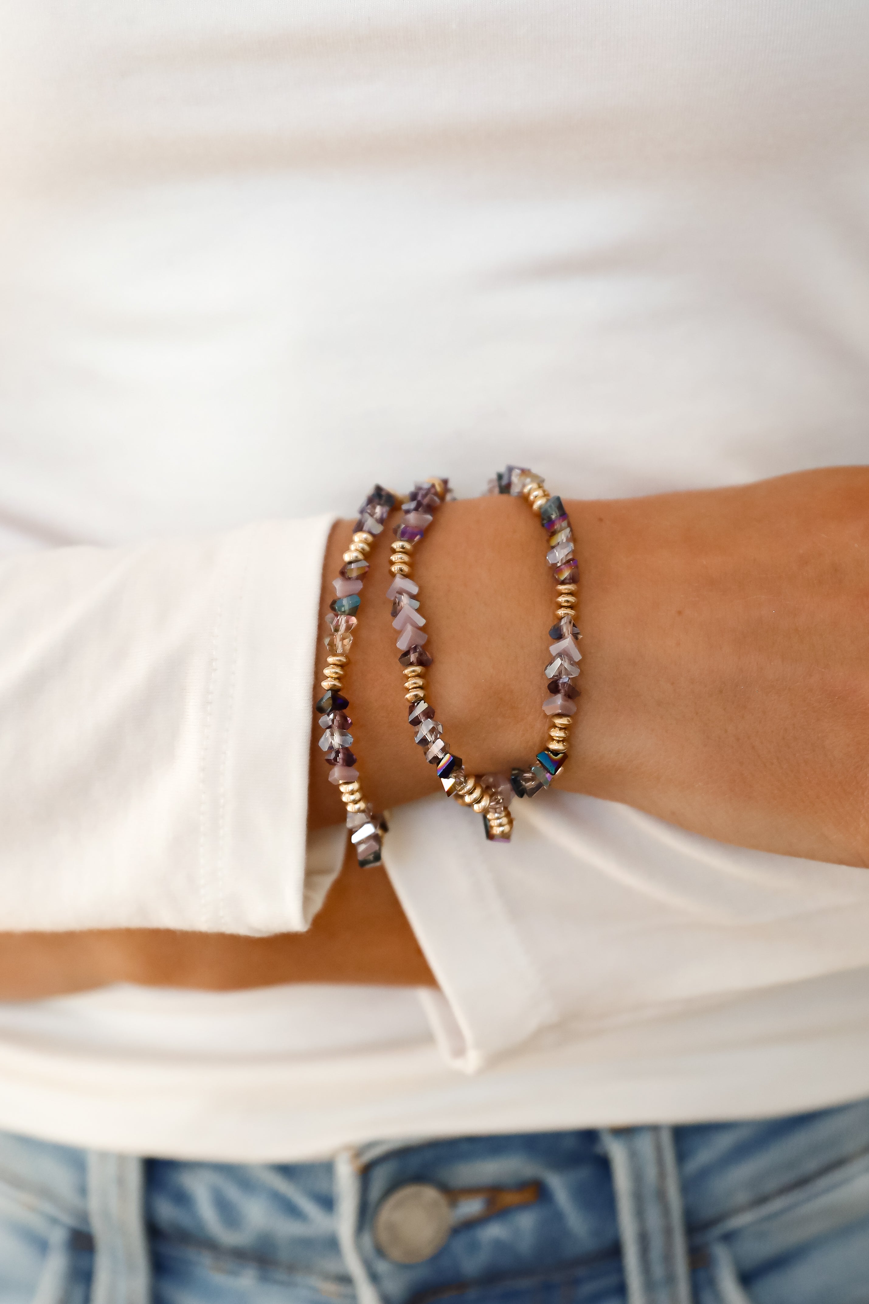 Allison Purple Beaded Bracelet Set