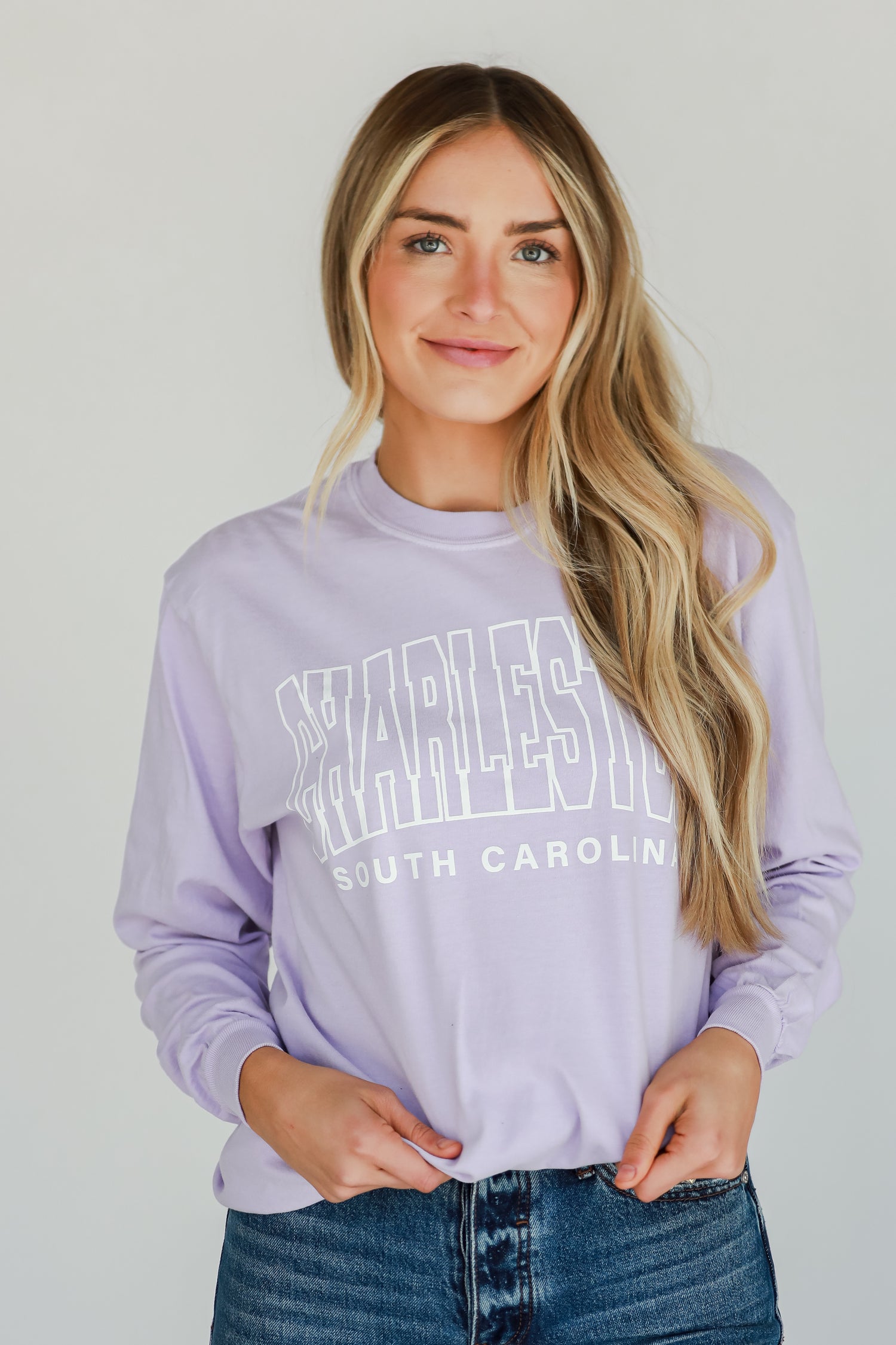 Lavender Charleston South Carolina Long Sleeve Tee front view