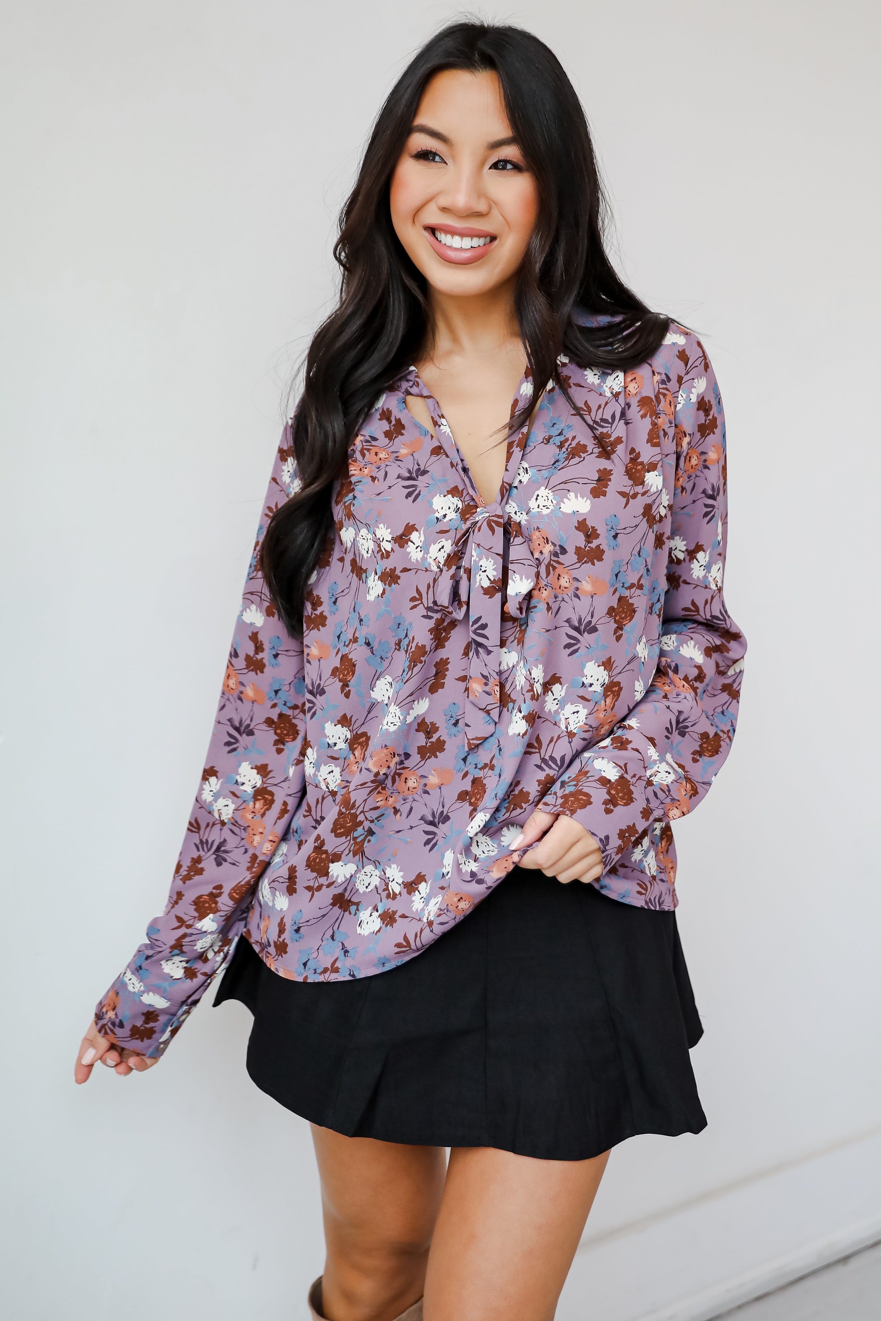 Certainly Flawless Purple Floral Blouse