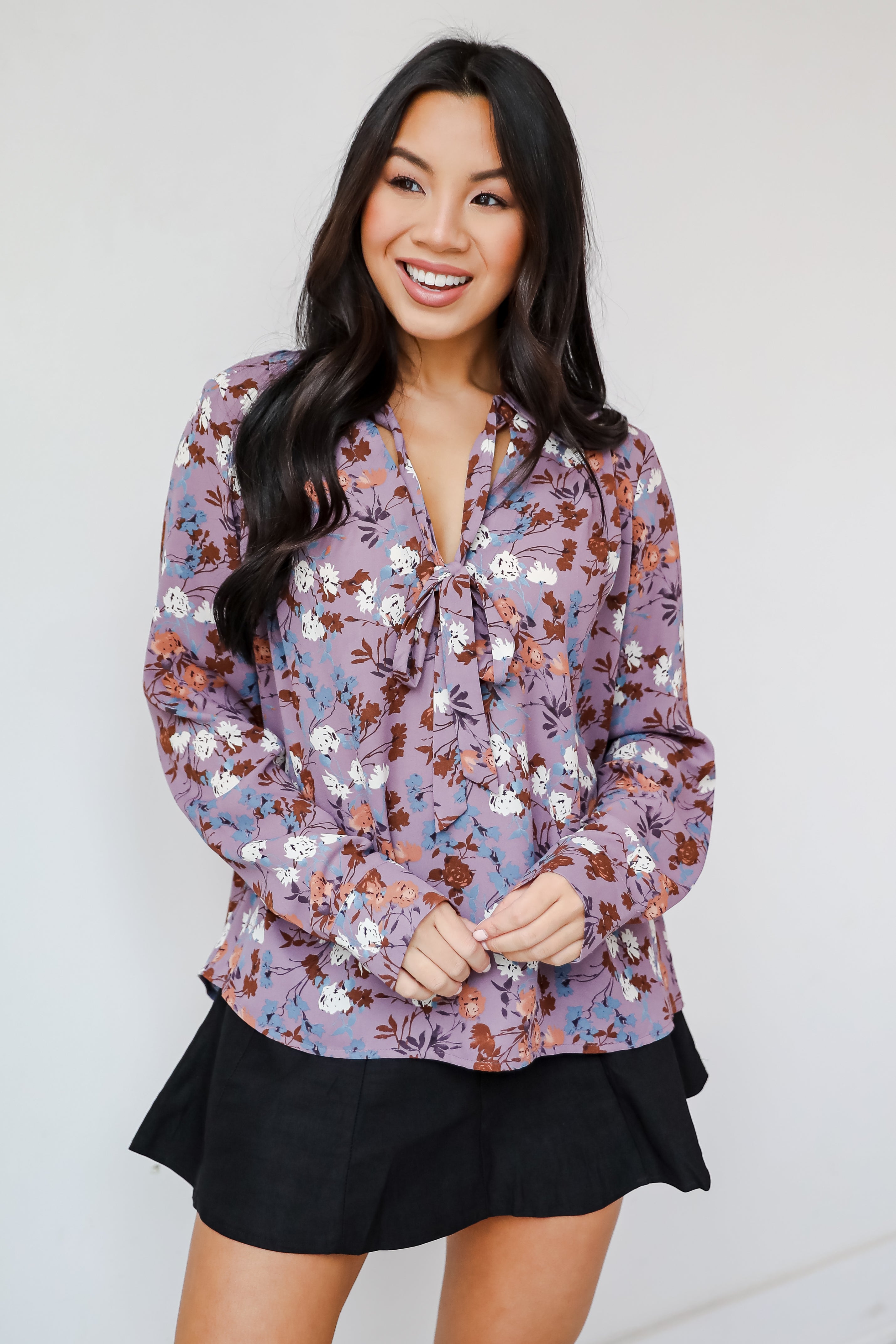 Certainly Flawless Purple Floral Blouse