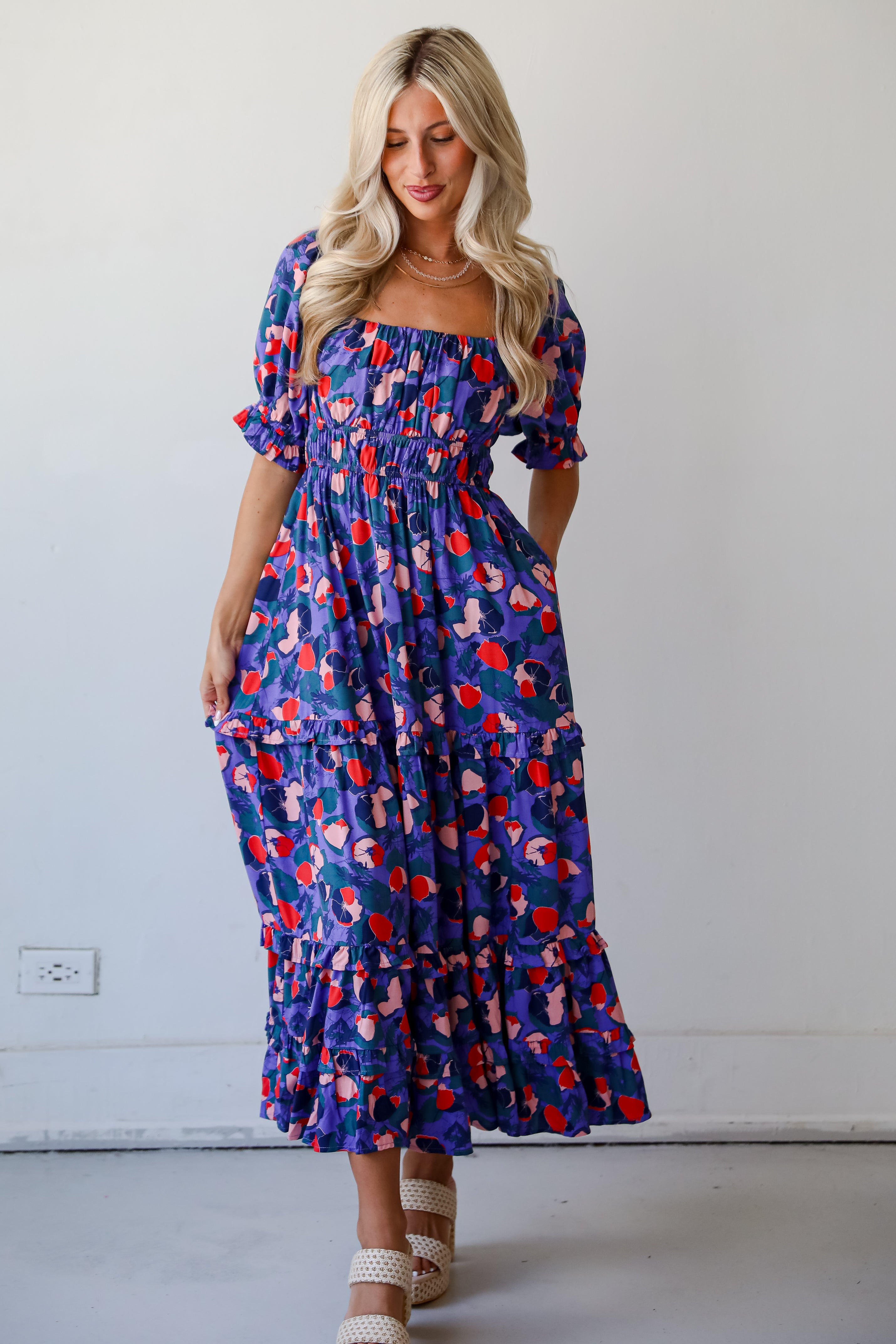 Wonderfully Sweet Purple Floral Maxi Dress