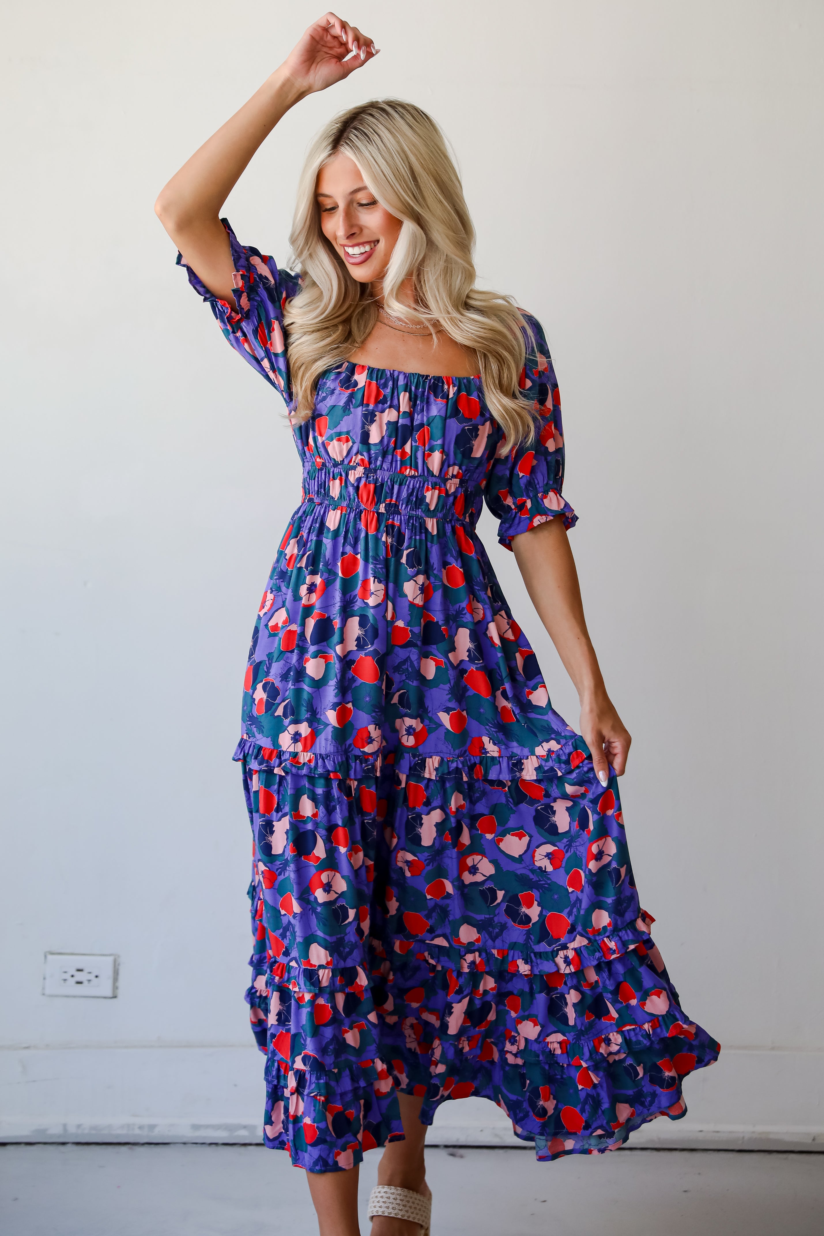 Wonderfully Sweet Purple Floral Maxi Dress