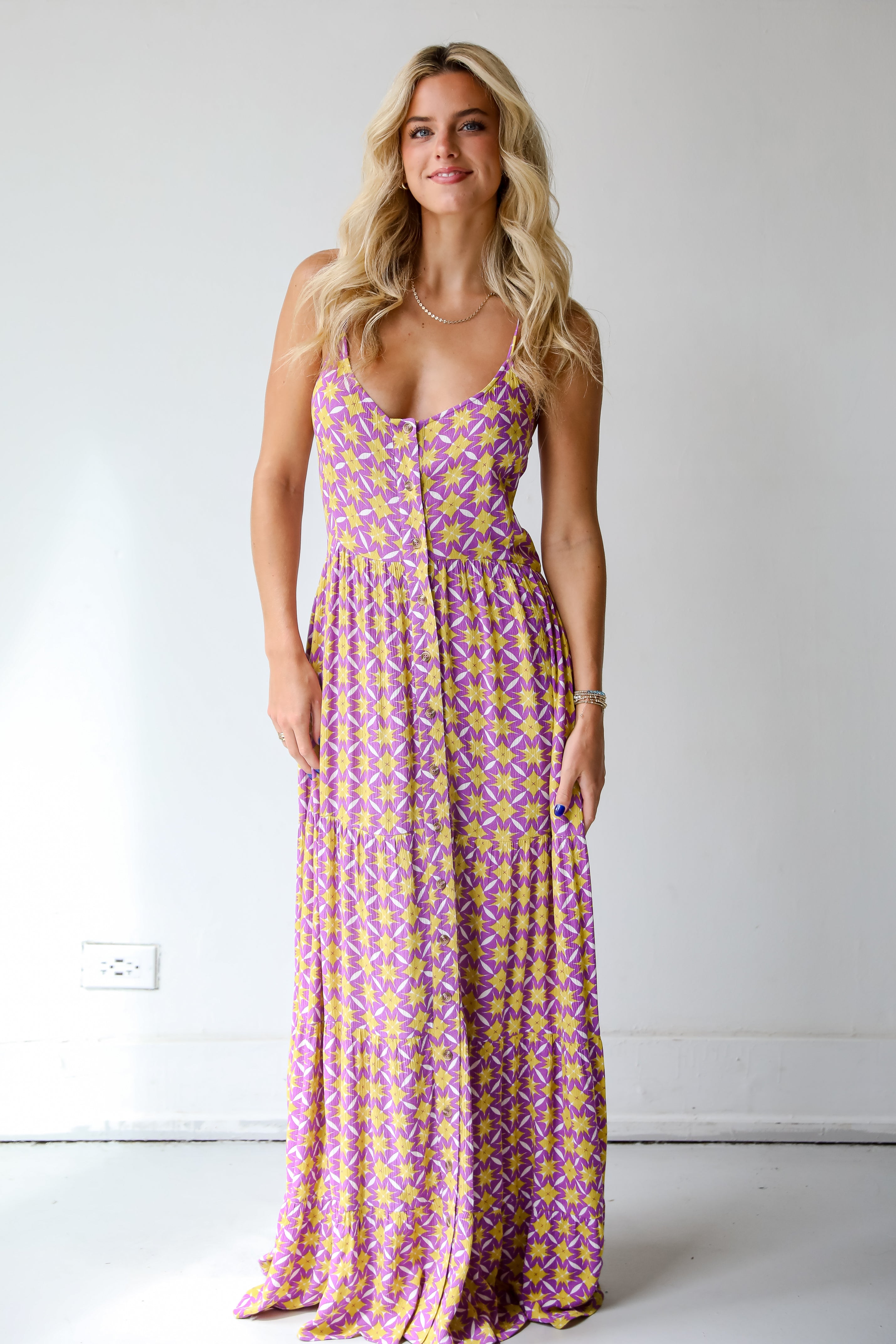 Easily Radiant Purple Tiered Maxi Dress