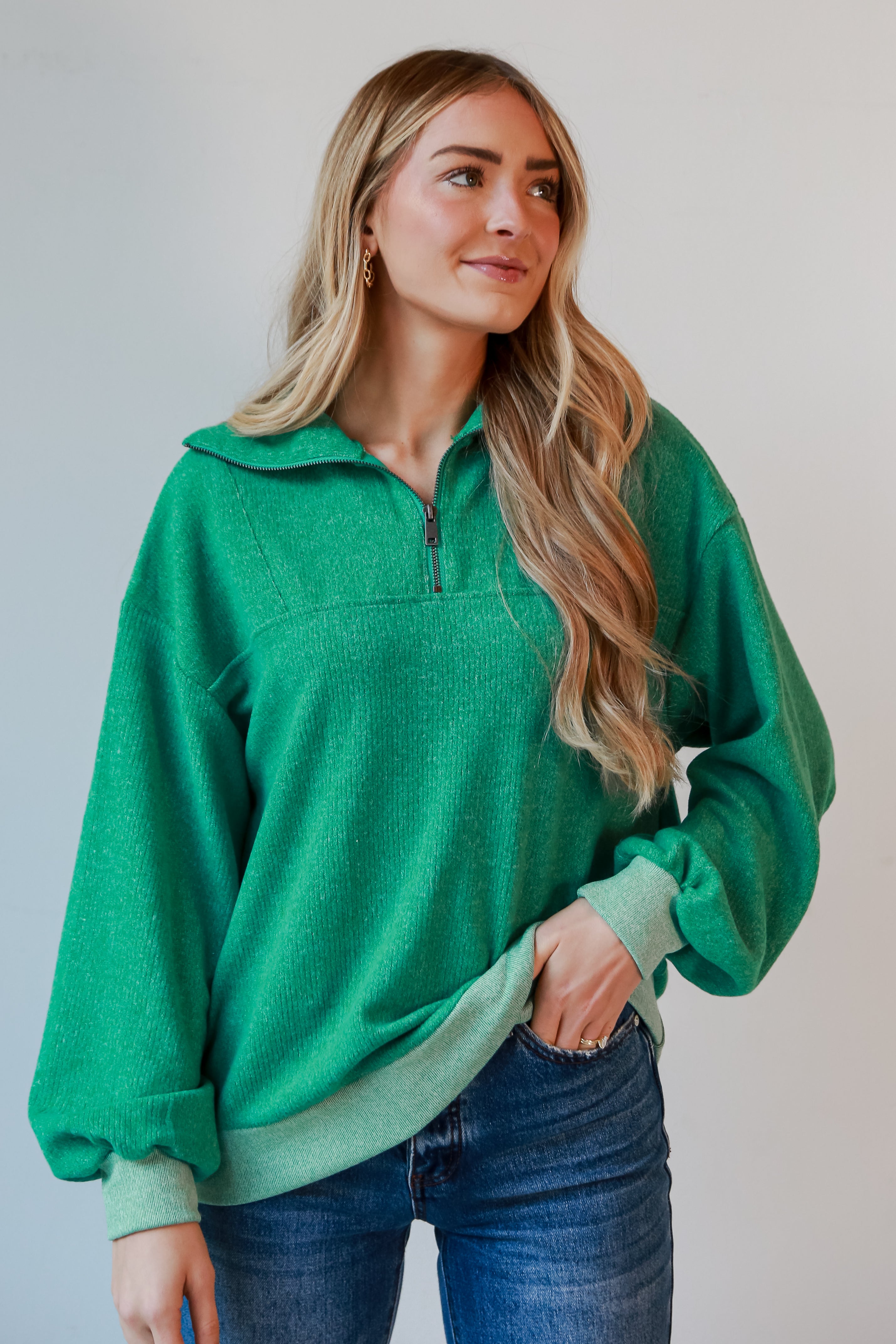 green pullover