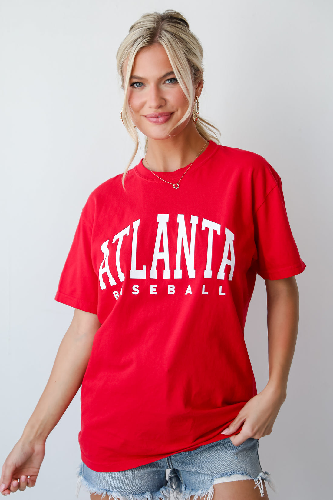 Red Atlanta Baseball Tee