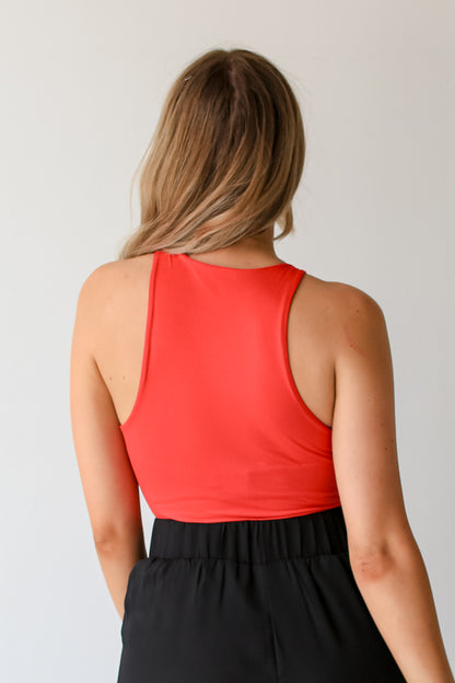 red sleeveless Bodysuit back view