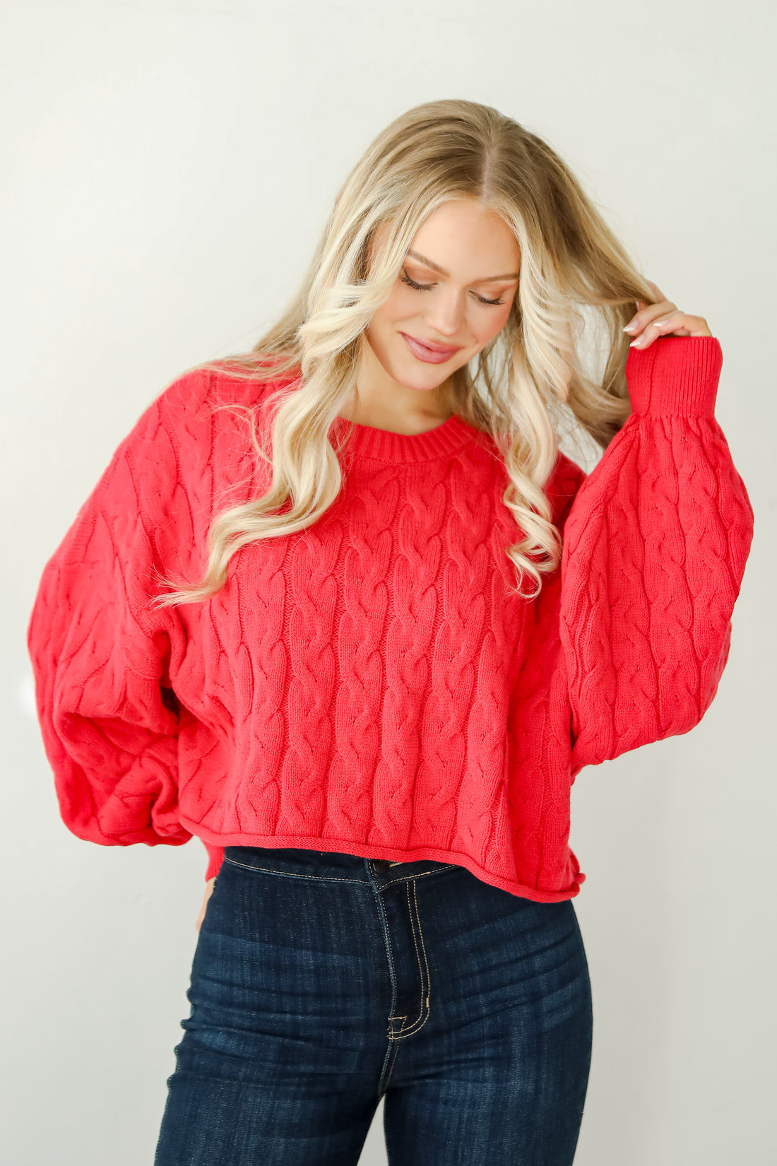 Love Me Forever Red Cable Knit Sweater