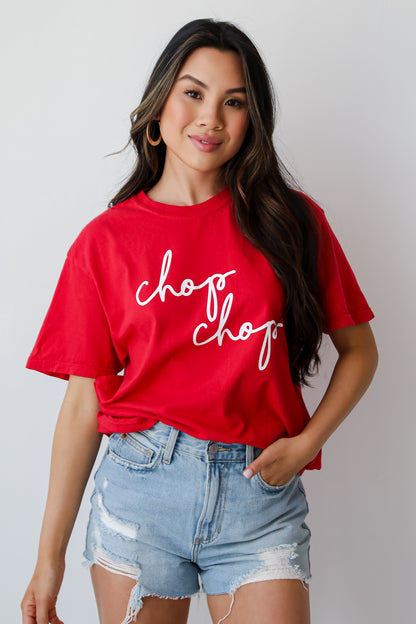 cute  Red Chop Chop Script Tee