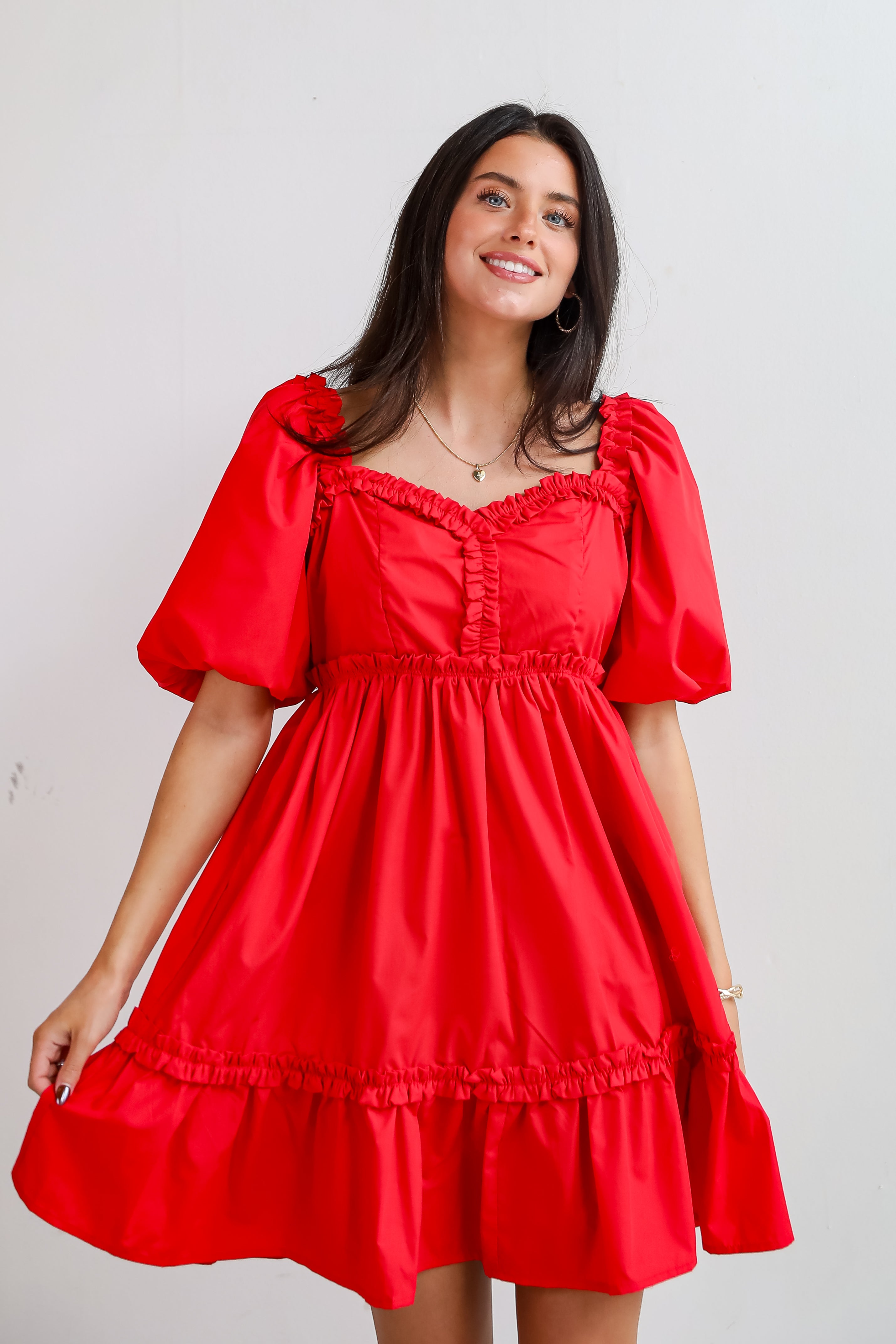 FINAL SALE - Convincingly Graceful Red Ruffle Mini Dress