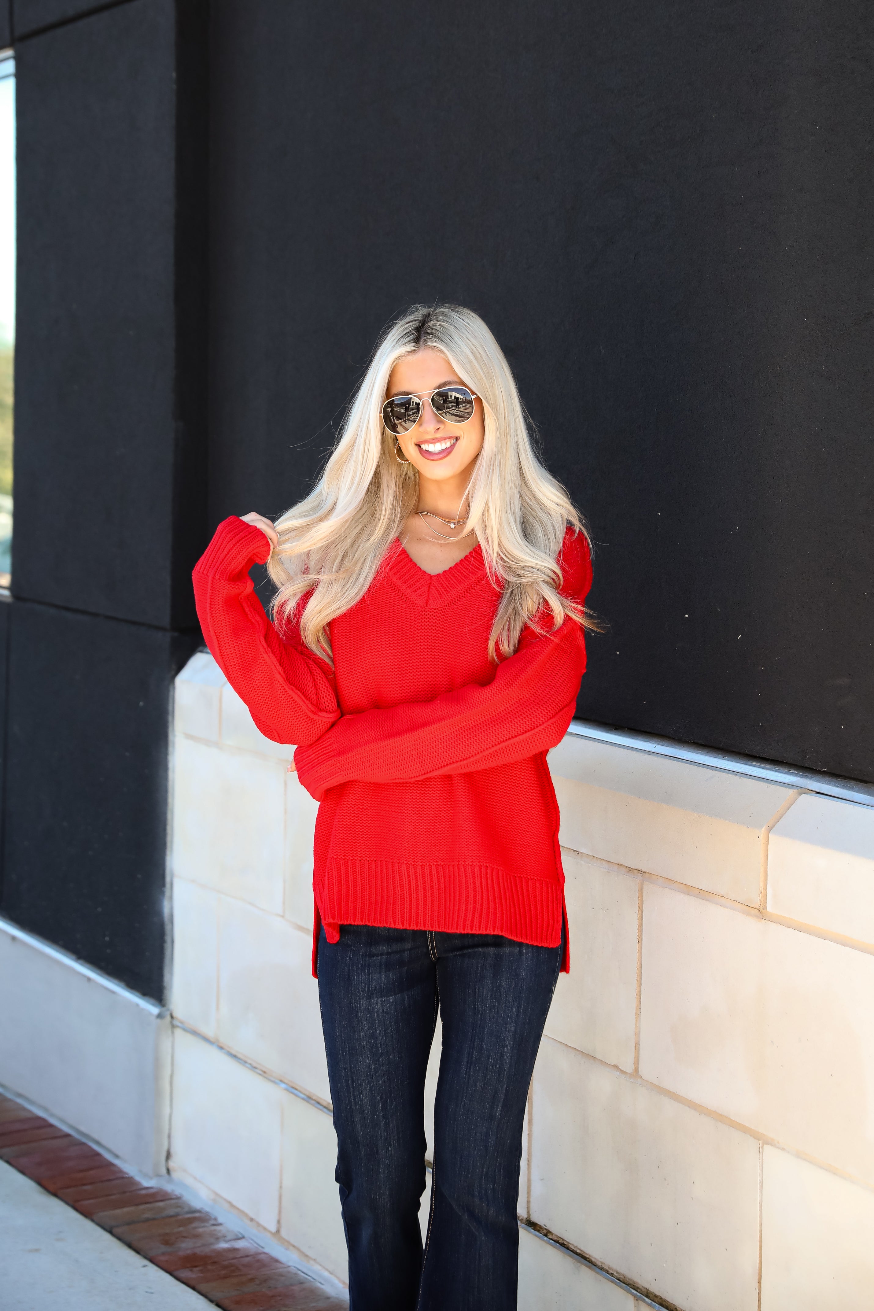 Divine Dream Red Oversized Sweater