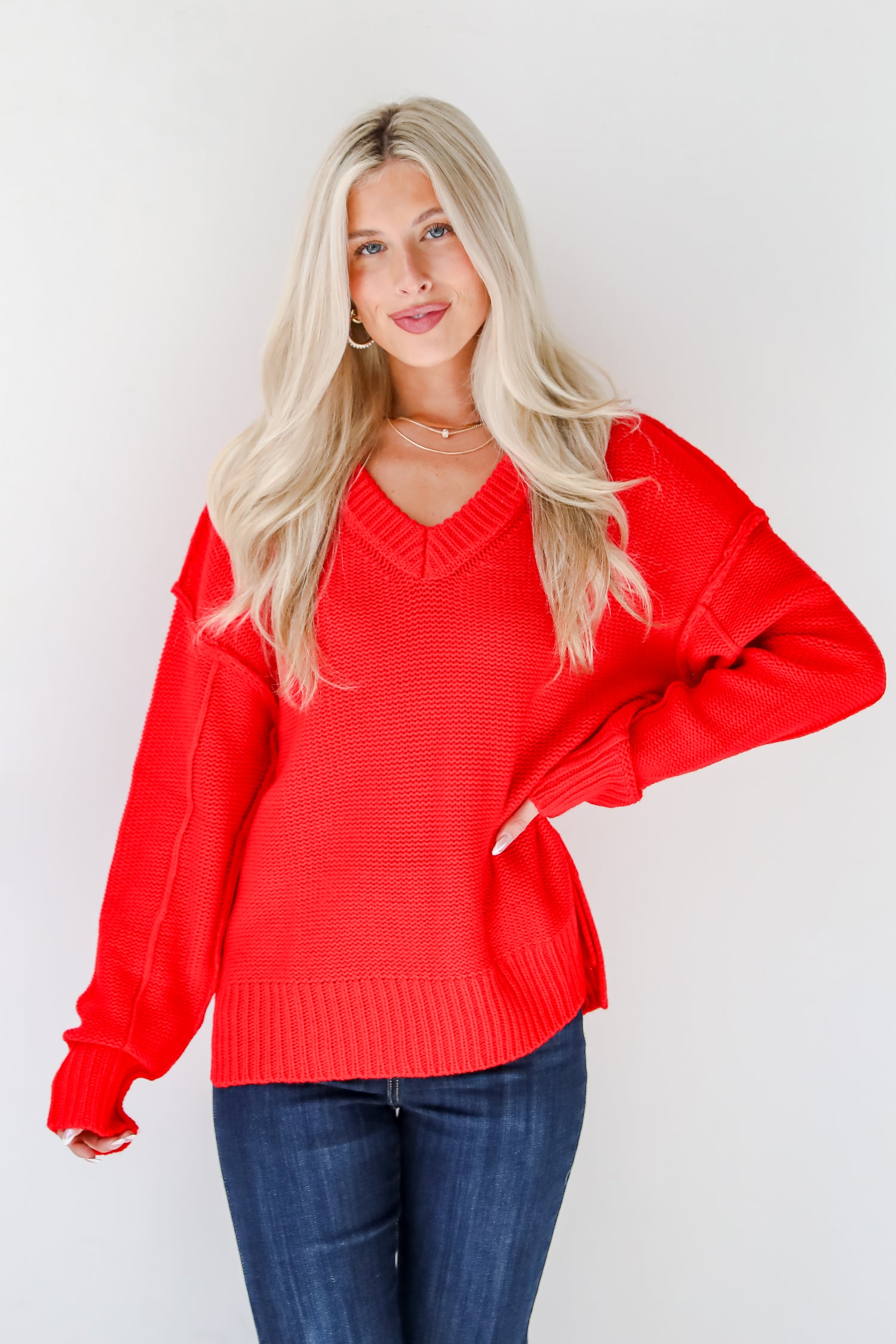 Divine Dream Red Oversized Sweater