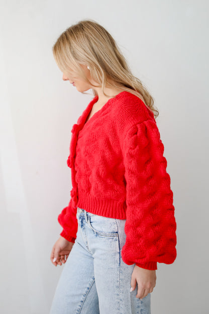 Charismatic Romantic Red Sweater Cardigan