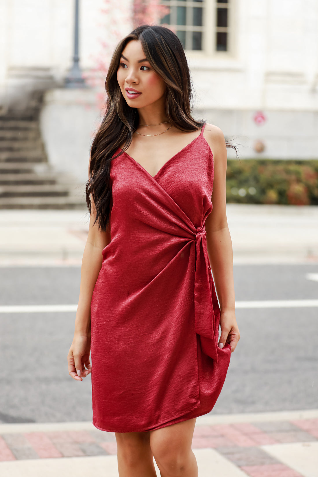 Marsala Satin Mini Dress