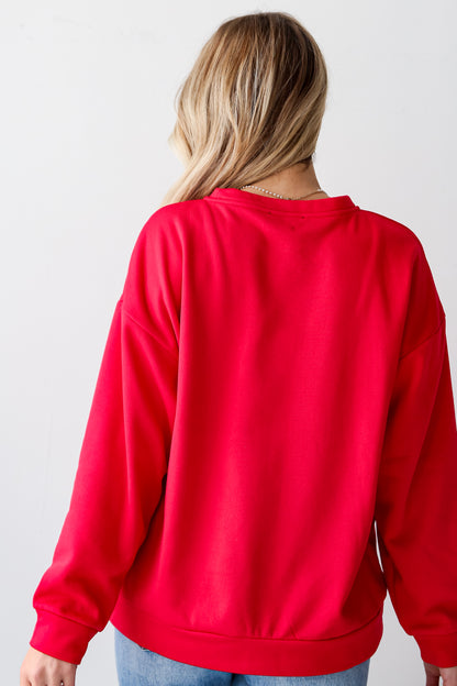 cute Red XOXO Fleece Pullover