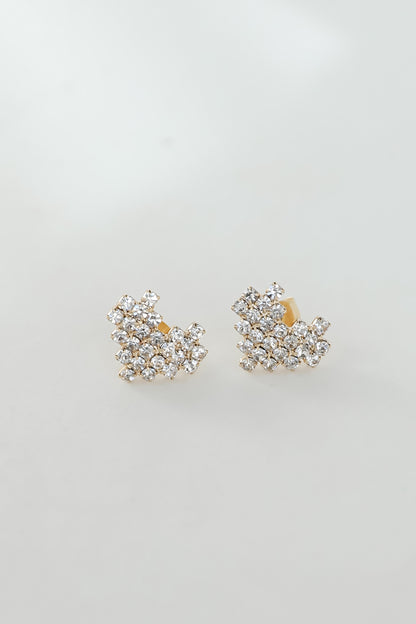 Haven Gold Rhinestone Heart Stud Earrings