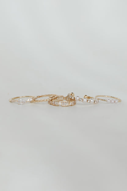 Reece Gold Rhinestone Ring Set