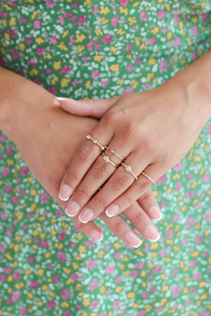 Ariana Gold Rhinestone Heart Ring Set