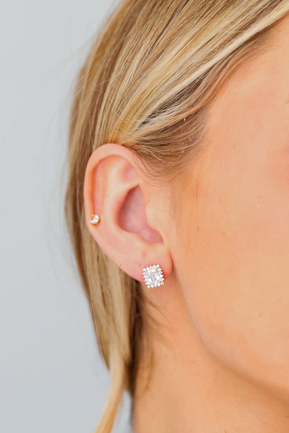 Gold Rhinestone Stud Earrings