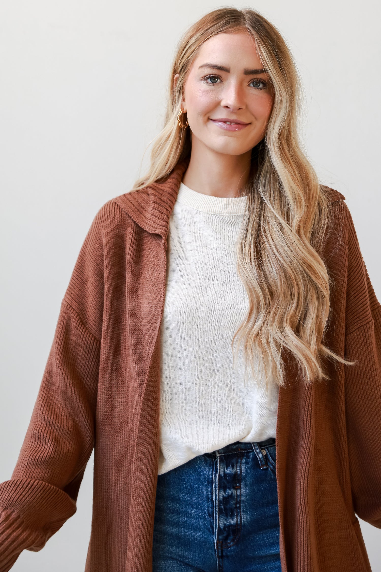 oversized Mocha Longline Sweater Cardigan