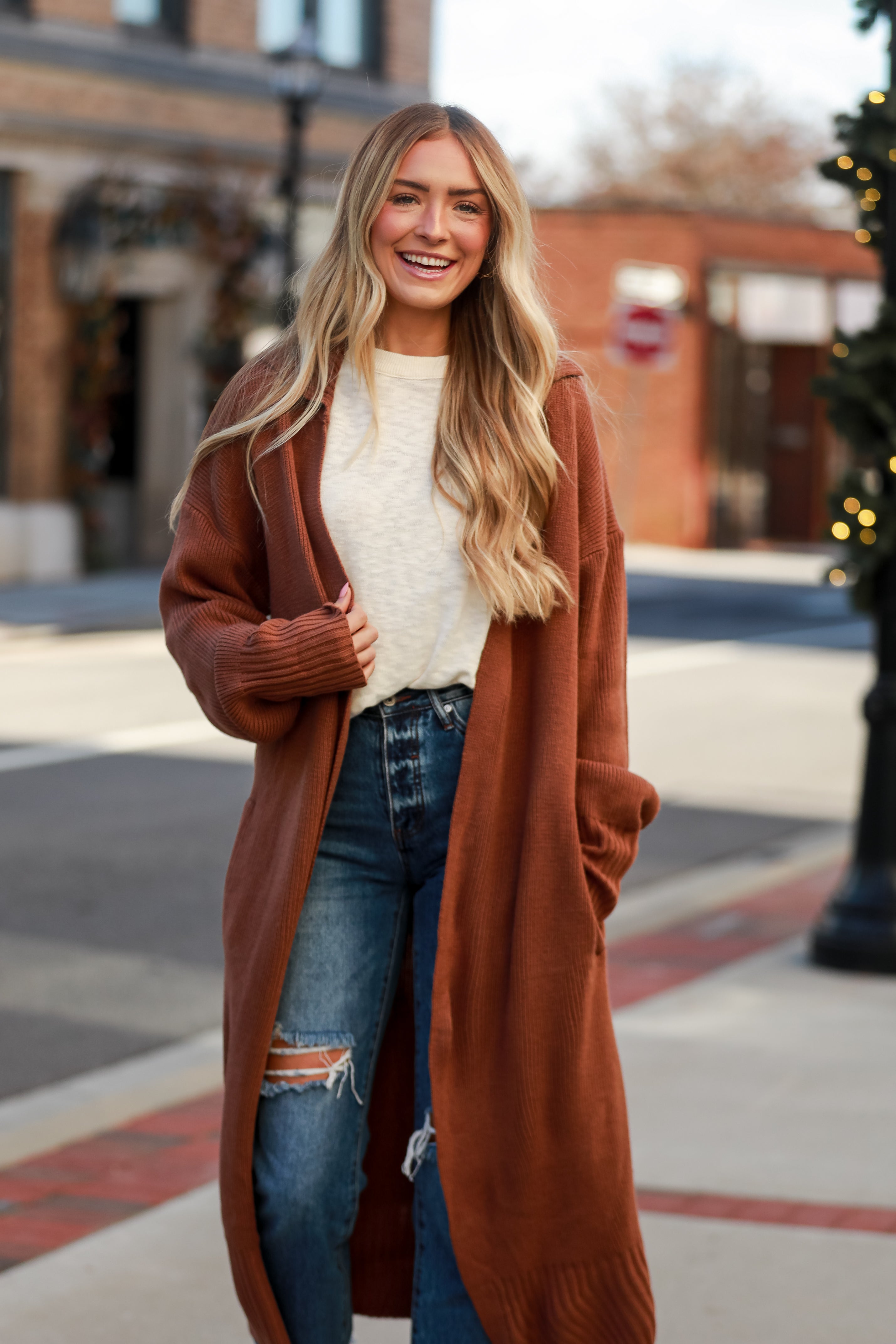 Mocha Longline Sweater Cardigan