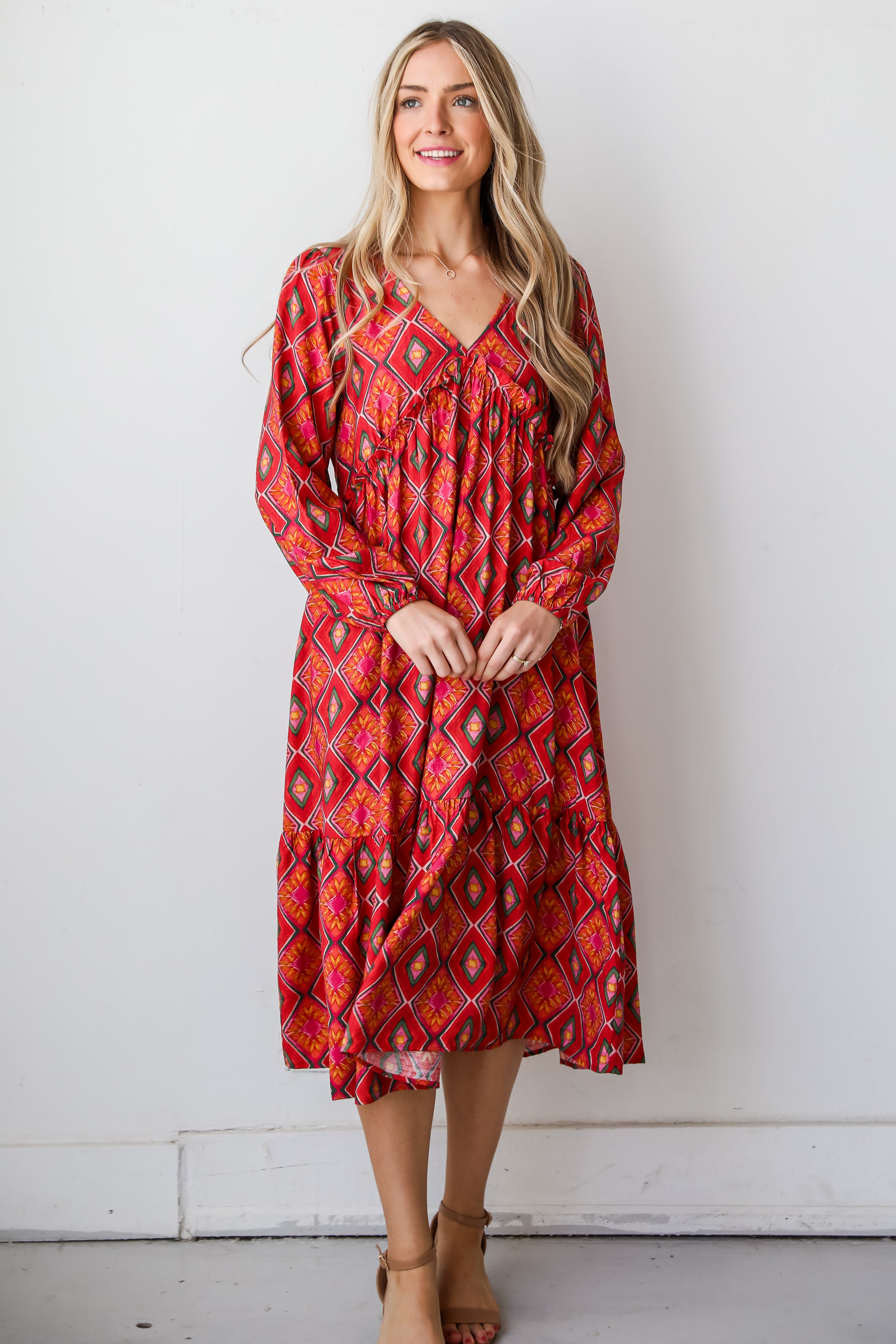 Orange Midi Dress for women