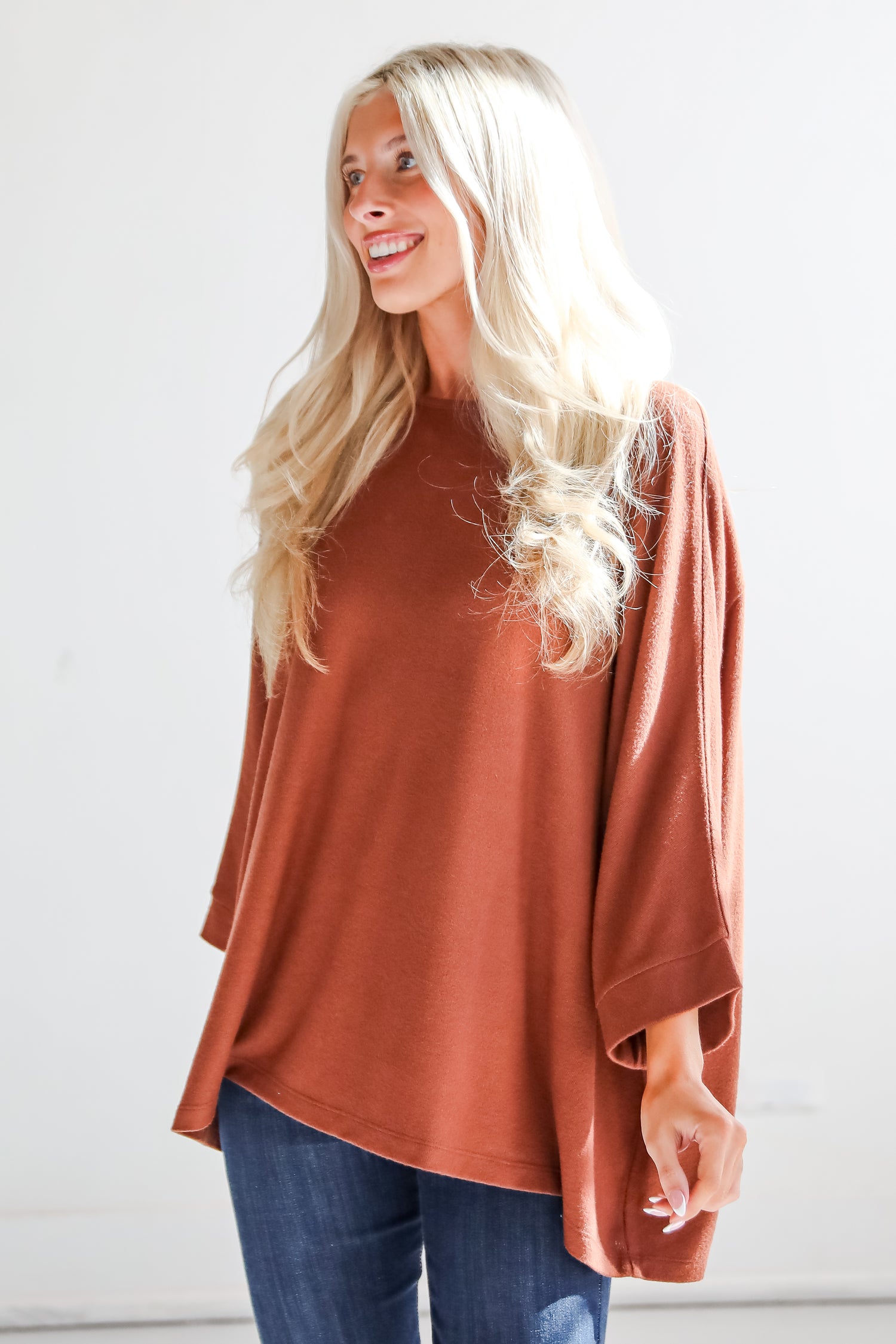 Winning Pick Oversized Brushed Knit Top