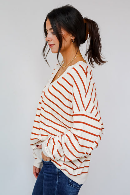 Positively Delightful Brick Striped Knit Top