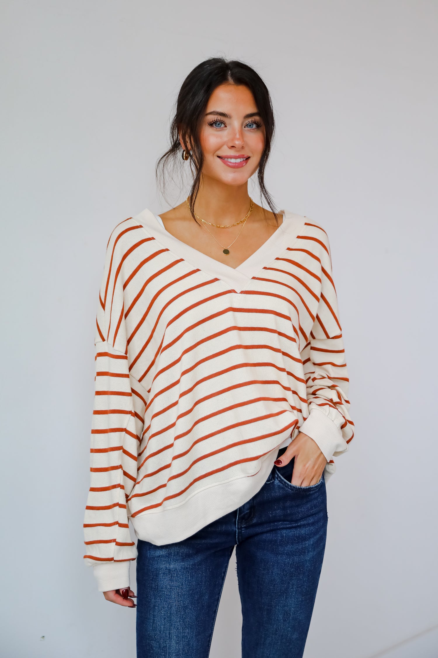 Positively Delightful Brick Striped Knit Top