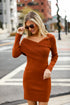 Camel One-Shoulder Mini Sweater Dress