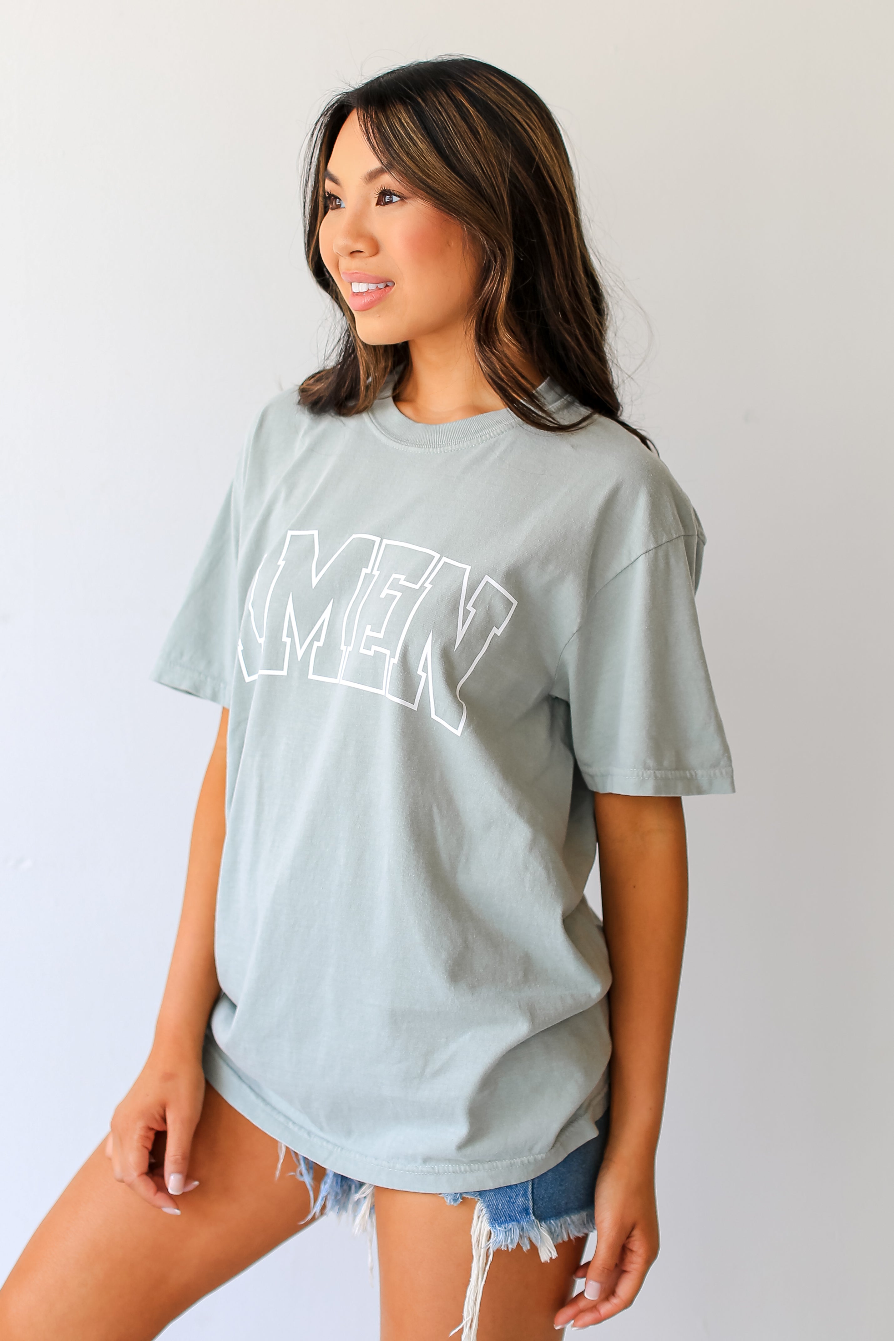 Sage Amen Tee side view