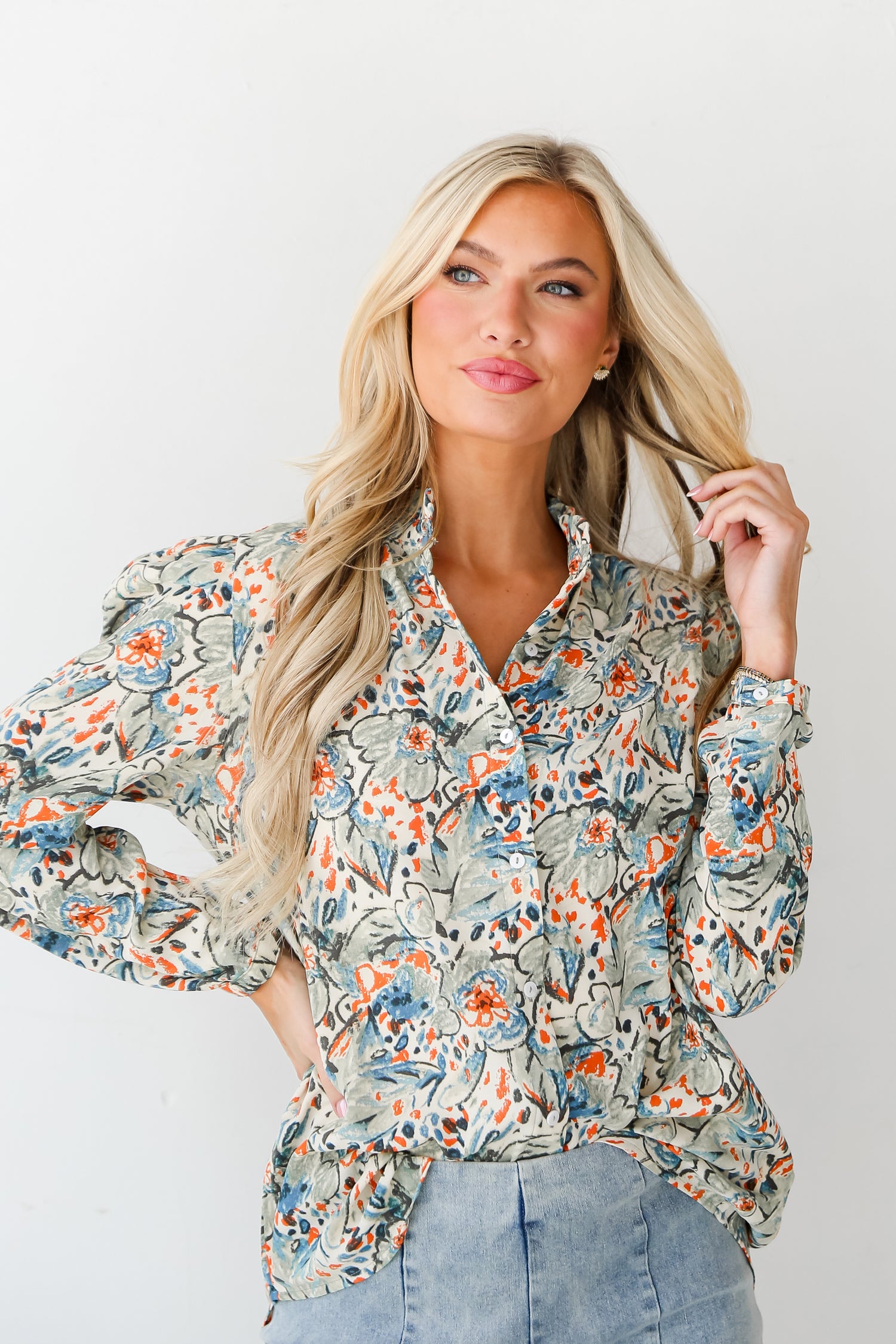 womens Sage Floral Blouse