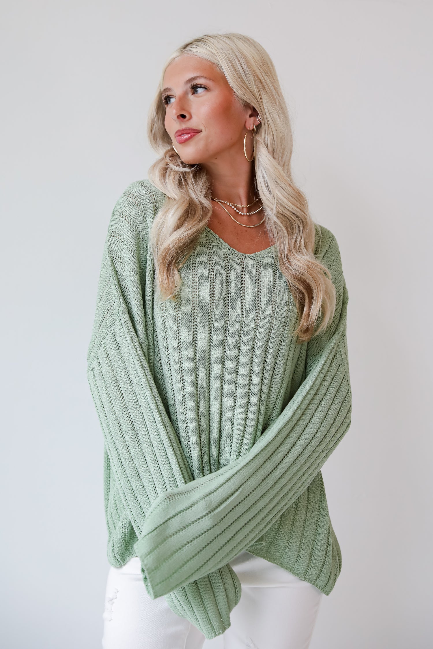 trendy Sage Lightweight Knit Top