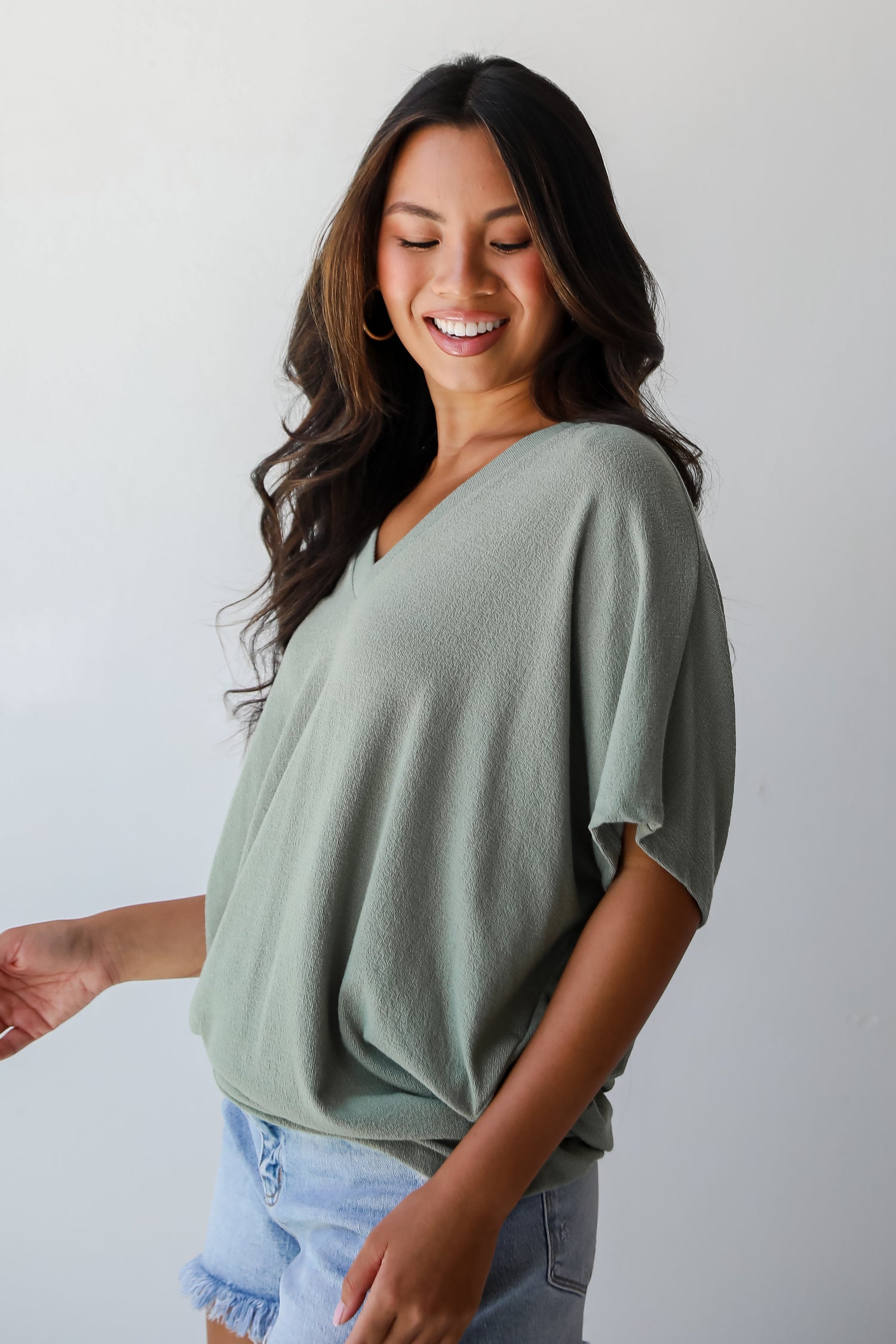 Lauren Olive Lightweight Knit Top