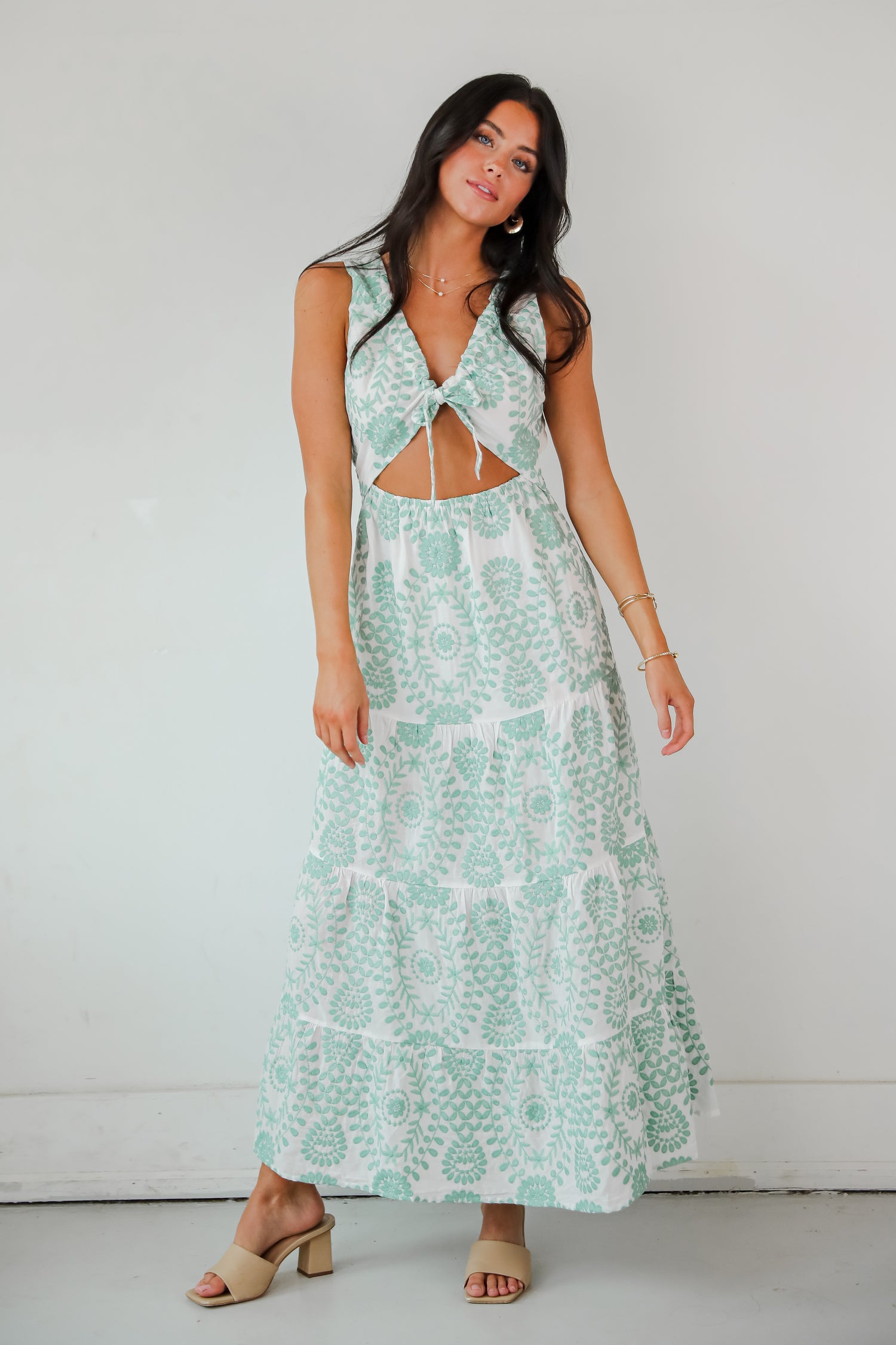 Sensational Spirit Sage Floral Maxi Dress