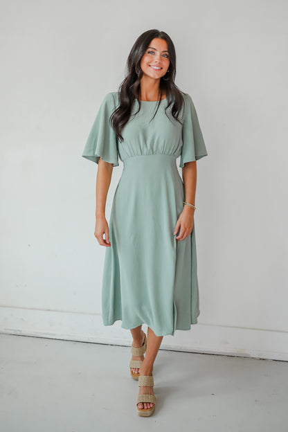 Immaculate Aura Sage Midi Dress