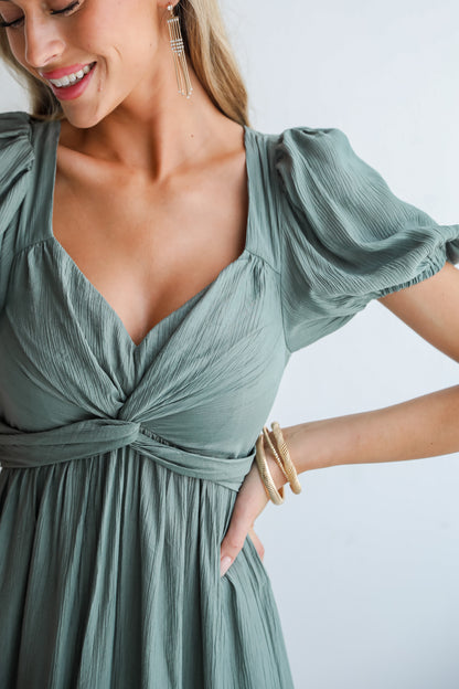 Confident Moves Sage Midi Dress