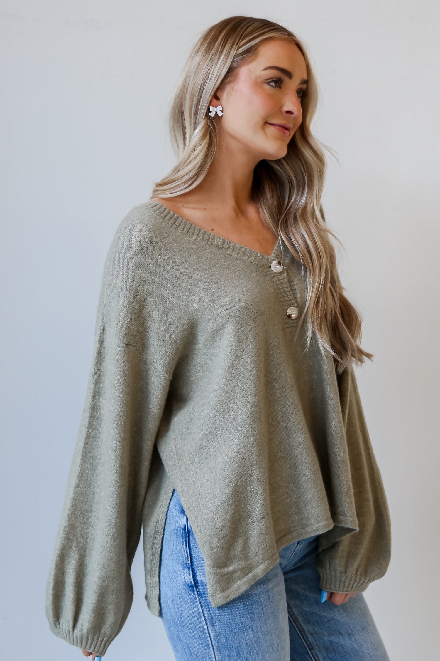 Sage Oversized Sweater side view