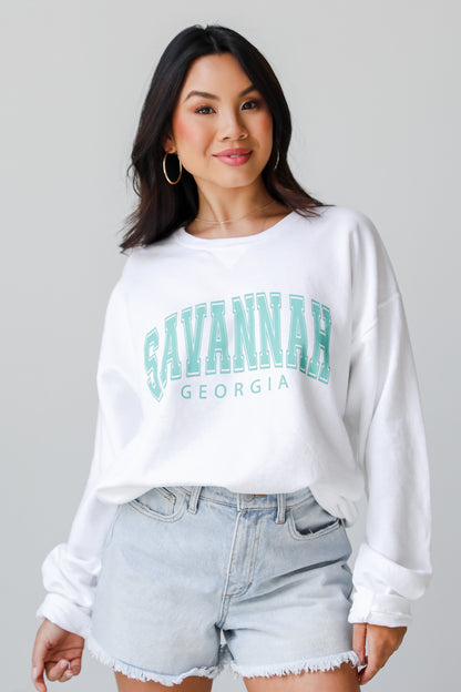 White Savannah Georgia Pullover front view