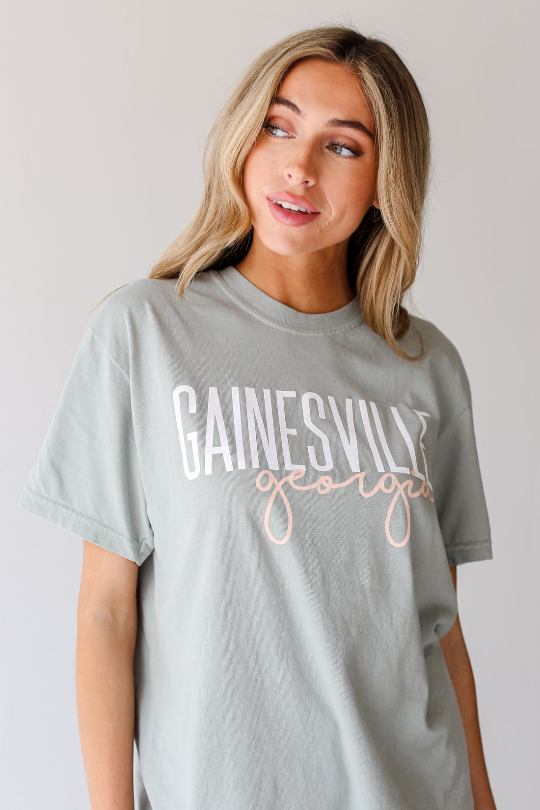 Sage Gainesville Georgia Script Tee on model