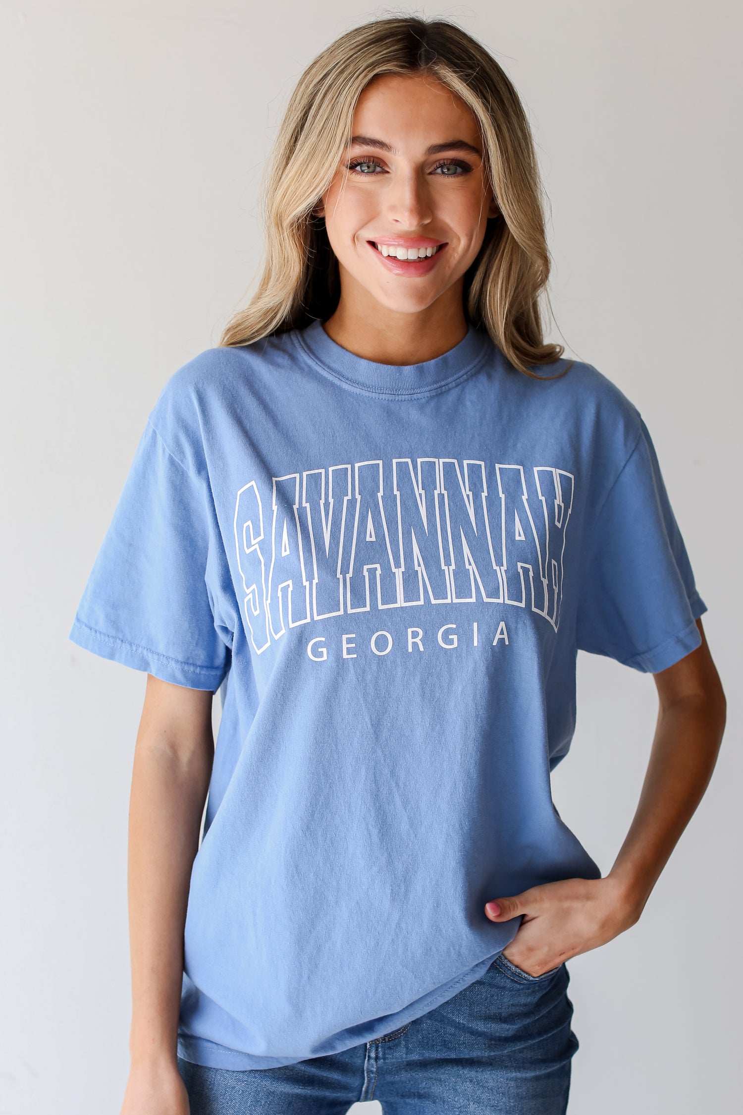 Blue Savannah Georgia Block Letter Tee