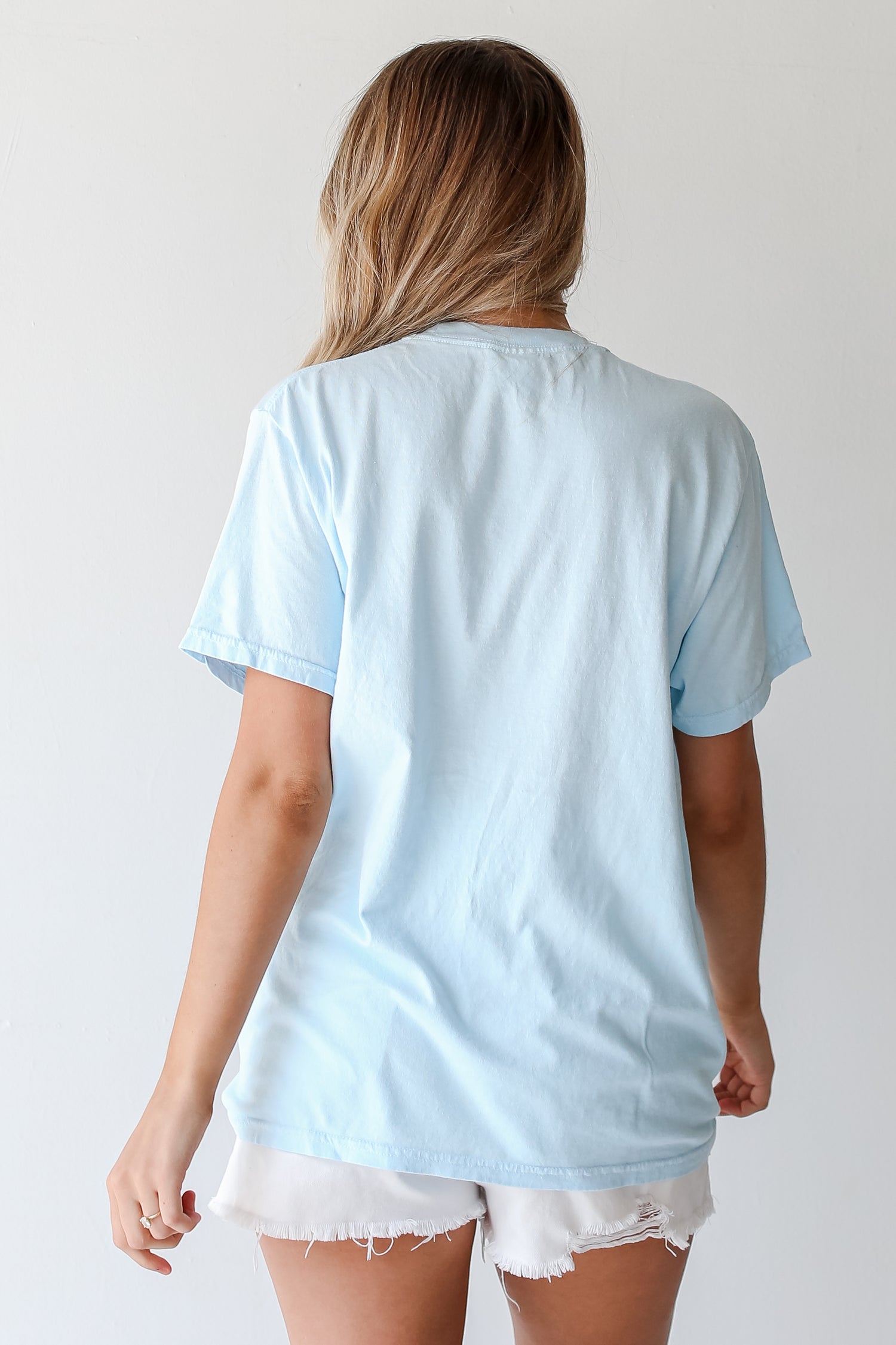 Light Blue Savannah Georgia Block Letter Tee back view