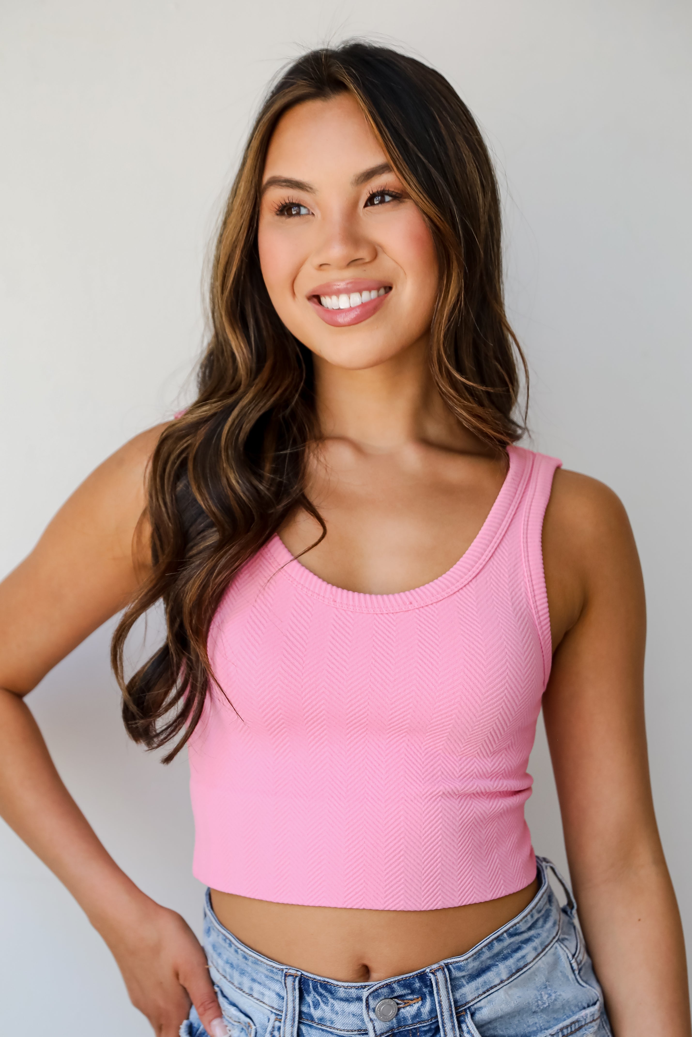 pink cropped tank