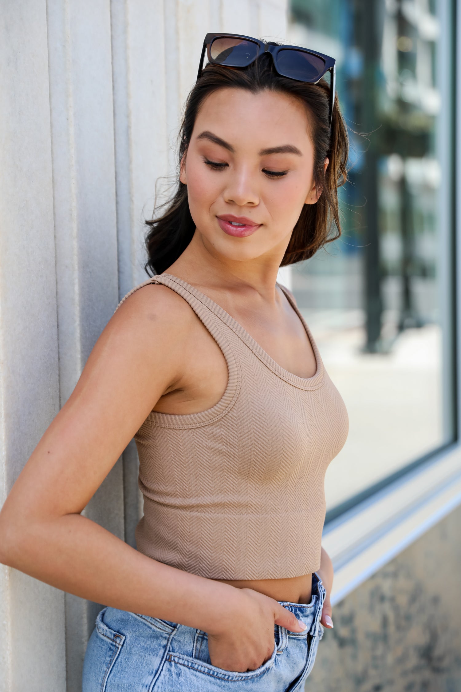 mocha cropped tank