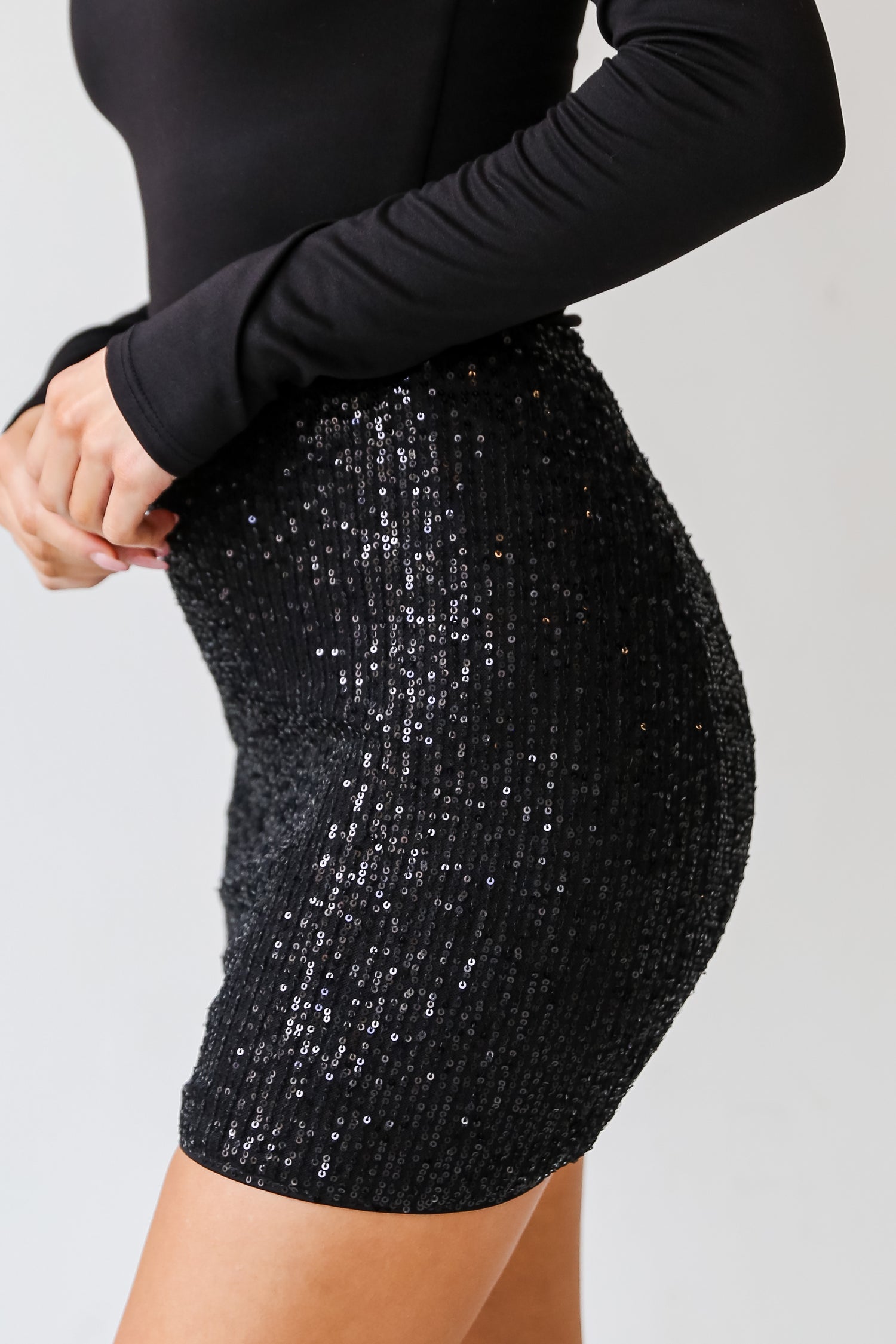 cute black Sequin Mini Skirt