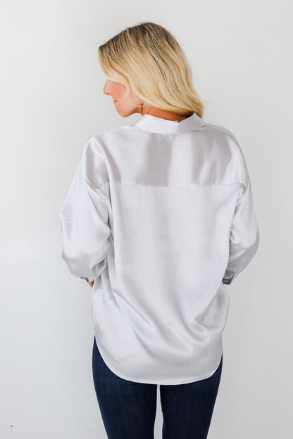 Pristine Luxury Satin Button-Up Blouse