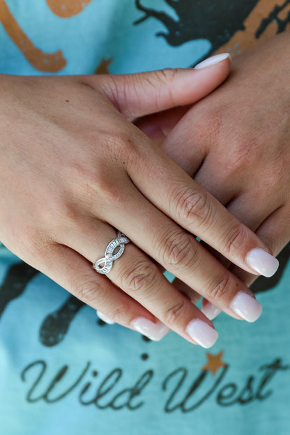 Hazel Silver Rhinestone Braided Ring