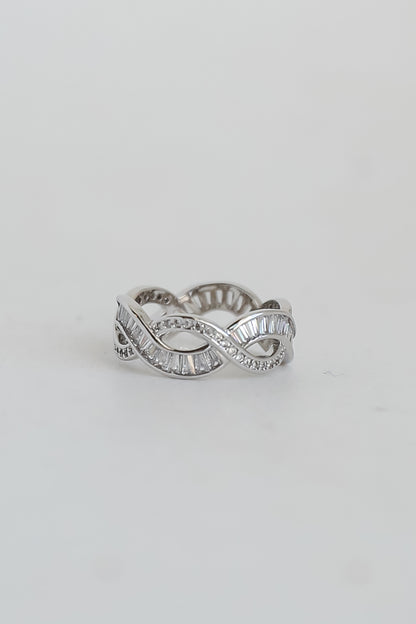 Hazel Silver Rhinestone Braided Ring