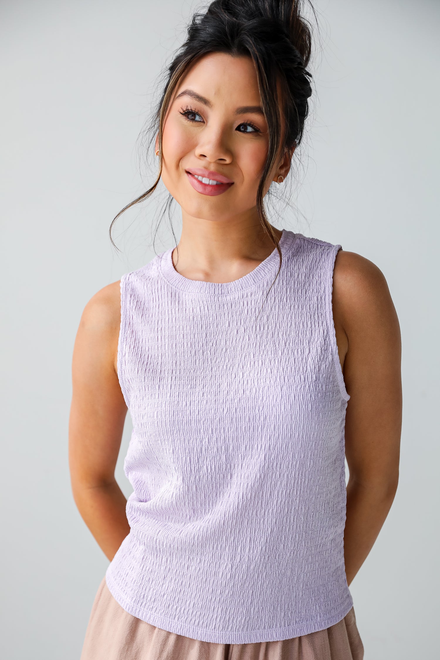 lavender Smocked Tank for women